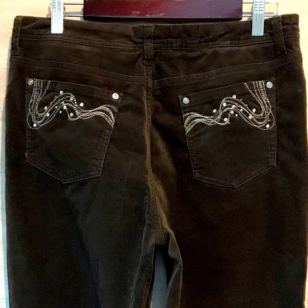 Womens Jessica Sport velour,stretchy Brown with jemstones Pants